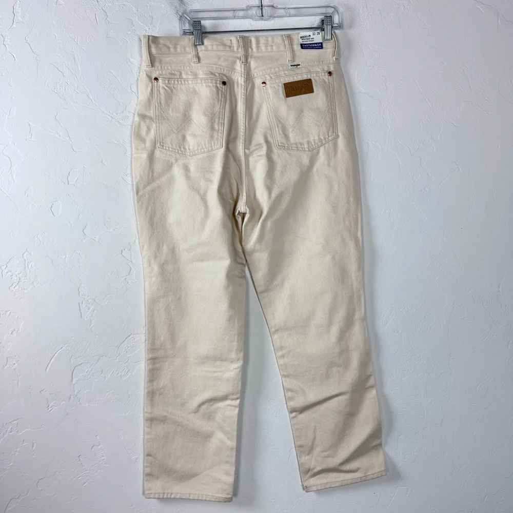 Wrangler Jeans Denim Wild West High Rise Straight Cream Twill Ecru White Wash - Picture 2 of 12